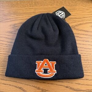 NWT Auburn Tigers NCAA OTS Youth Beanie Navy Blue Cuffed Knit Hat Raised Logo